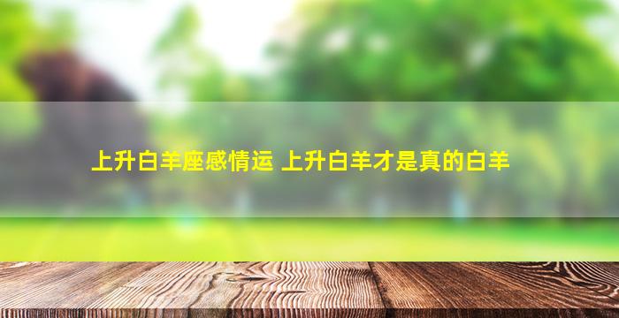 上升白羊座感情运 上升白羊才是真的白羊